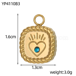 Pendentifs en strass en acier inoxydable 304&nbsp;STAS-OY015-38G