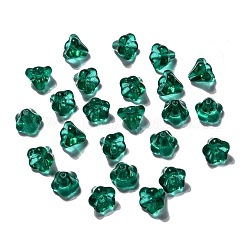透明なチェコのガラスビーズ  花  グリーン  10x8mm  穴：2mm  約120個/袋&nbsp;GLAA-G070-05D-017