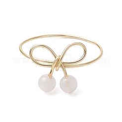 Круглые кольца из натурального розового кварца для женщин&nbsp;RJEW-JR00857-02