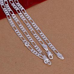 男性のための人気のシルバーカラーメッキ真鍮フィガロチェーンネックレス  カニカン付き  30インチ  4mm&nbsp;NJEW-BB12714-30