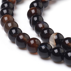 天然石黒瑪瑙ビーズ連売り  染め＆加熱  グレードB  ラウンド  4mm  穴：1.2mm  約96個/連  14.76インチ（37.5cm）&nbsp;X-G-L555-04-4mm