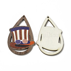 Односторонние подвески из осины с принтом на тему американского флага&nbsp;WOOD-G014-01D