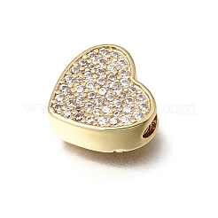 Perles en laiton micro pavé de zircone cubique transparentes pour la saint-valentin&nbsp;KK-K427-30G