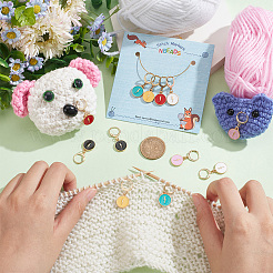 Плоские круглые из сплава эмали с подвеской в виде молнии с замком маркеры петель HJEW-AB00023