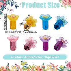 16 шт. 4-цветные колпачки для вентилей шин из смоляного цветка и алюминиевого сплава&nbsp;HJEW-NB00308