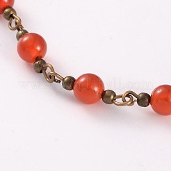 Fer de bronze antique anklets pierre mélangée de perles&nbsp;AJEW-AN00142
