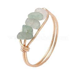 Кольца для женщин с натуральным зеленым авантюрином&nbsp;RJEW-JR00773