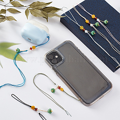 6шт 6 цвета ремешок для мобильного телефона имитация нефрита кулон в виде стручка семени лотоса HJEW-OC0001-28