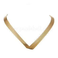 Offene V-förmige Choker-Halsketten aus 316L-Chirurgenstahl für Damen&nbsp;NJEW-F379-01G
