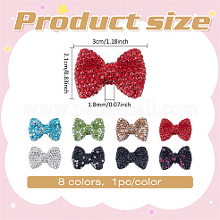 8шт 8 цвета бусины из полимерной глины со стразами RGLA-ME0001-01