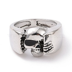 合金スカル フィンガー リング  女性のためのゴシックジュエリー  アンティークシルバー  usサイズ7（17.3mm）&nbsp;RJEW-H109-04AS