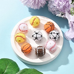 10 шт. 5-х цветные бусины из непрозрачной акриловой смолы на спортивную тематику&nbsp;MACR-FS0002-05