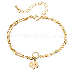 Armbänder mit vierblättrigem Kleeblatt-Anhänger aus Edelstahl 304&nbsp;LS-UY0745-1