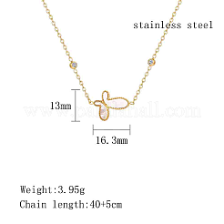 蝶のステンレス鋼のペンダントネックレス  シェルと  18KGP本金メッキ  15.75インチ（40cm）&nbsp;RT7802-1