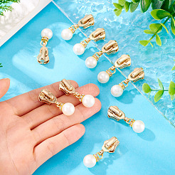 10 шт. круглые акриловые жемчужные и сплавные бегунки для молний HJEW-TAC0086