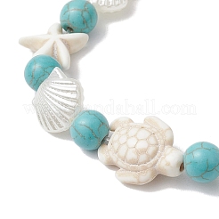 Синтетический бирюзовые бисером браслеты простирания&nbsp;BJEW-JB11861