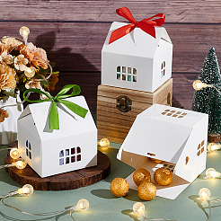 30 шт. 2-х цветные коробки из крафт-бумаги в форме домика с лентой и окошком&nbsp;ABAG-PH0001-54B