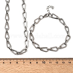 Schmucksets aus Armband und Halskette mit tropfenförmigen Gliederketten aus Edelstahl 304&nbsp;SJEW-L199-18P