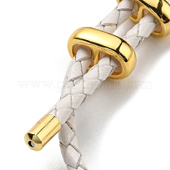 Bracciale a maglie con barra a colonna in ottone con cordini in cuoio&nbsp;BJEW-G675-05G-07