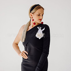 Булавки для лацканов одежды в виде цветочных перьев и железа&nbsp;JEWB-WH0010-114A