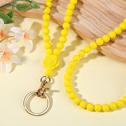 Силиконовый шейный ремешок для удостоверения личности в форме розы NJEW-SW00028-04