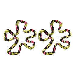 Серьги-гвоздики из сплава с цветком и леопардовым принтом&nbsp;EJEW-Z112-04G