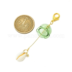 Ciondoli in vetro e ottone con zirconi cubici e decorazioni pendenti con perline sintetiche turchesi&nbsp;HJEW-JM02980-01