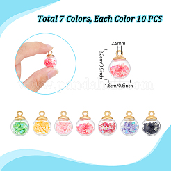 70 шт. 7-цветные светящиеся стеклянные и ПВХ-пайетки и подвески из сплава FIND-PH0027-31