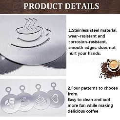 430 Edelstahl-Kaffee-Latte-Art-Formen&nbsp;AJEW-WH0038-40P