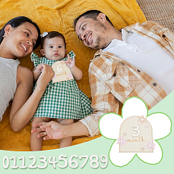 Карточки с ежемесячными вехами для ребенка из цветочного дерева с точками клея DIY-WH0569-42