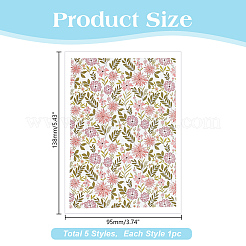 5 stücke 5 arten blume muster keramik ton wasser transfer papier&nbsp;AJEW-HY0002-17A