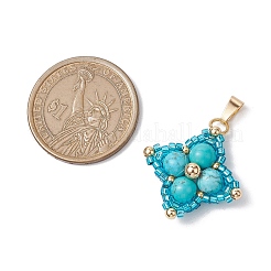 Плетеные подвески из синтетической бирюзы и стеклянных бусин&nbsp;PALLOY-MZ00365-04