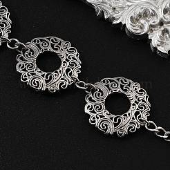 Браслеты из плоской круглой цепочки из нержавеющей стали 304 для женщин и мужчин BJEW-A033-02AS