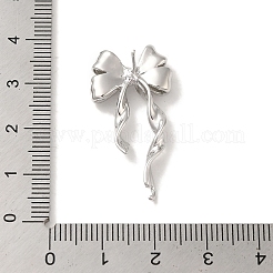 真鍮スタッドイヤリング金具  カドミウムフリー＆ニッケルフリー＆鉛フリー  蝶結び  プラチナ  32x16.5x5mm  穴：1.2mm  ピン：11.5x0.7mm&nbsp;KK-K371-24P
