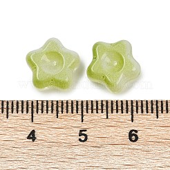 透明ガラスビーズ  スター  焼き付け塗料  黄緑  10.5x11x5mm  穴：1mm&nbsp;DGLA-E004-12B