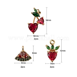 6шт латунные микропаве красочные кубические циркониевые подвески&nbsp;KK-LS0001-39