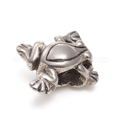 304ステンレススチールヨーロピアンビーズ  大穴ビーズ  カエル  アンティークシルバー  14.5x13x8.5mm  穴：4.5mm&nbsp;STAS-G228-26AS