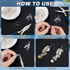 60 шт. 925 булавки с плоской головкой из стерлингового серебра STER-BC0002-17B