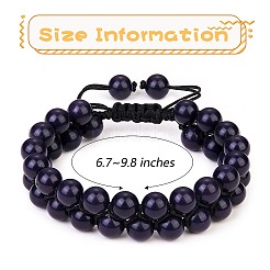 Браслет из плетеных бусин из синтетического золота с синим золотым камнем&nbsp;BJEW-SW00001-12