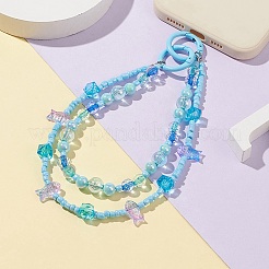 Ремни для мобильных телефонов из акриловых рыбок и бисера HJEW-JM01064