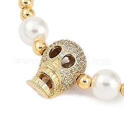 Браслеты с подвесками из латуни с микропаве из кубического циркония BJEW-P341-09G