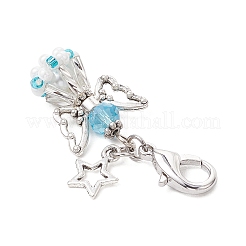 Decorazioni pendenti in lega e perline di vetro a forma di angelo&nbsp;HJEW-MZ00192-04