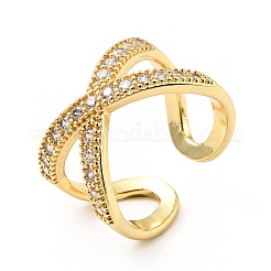 Bague de manchette ouverte entrecroisée de zircone cubique&nbsp;RJEW-E046-23G-02
