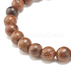 Braccialetto di perline mala in legno wengé naturale e pietra&nbsp;BJEW-JB07814