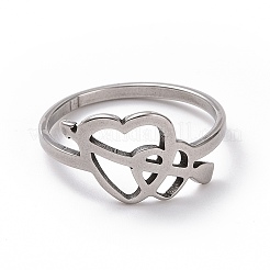 Кольцо в виде стрелы купидона из нержавеющей стали 201 RJEW-J051-19P