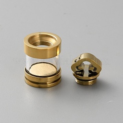 透明なガラスの願いのボトルペンダント  304ステンレススチール製金具付き  ゴールドカラー  21x13mm  穴：3x3mm&nbsp;GLAA-WH0033-127A-G