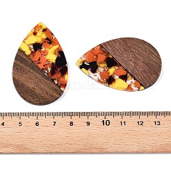 Большие подвески из прозрачной смолы и орехового дерева RESI-T058-05K