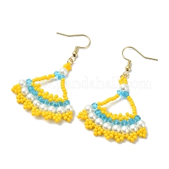 Boucles d'oreilles pendantes en verre tissé de type graine&nbsp;EJEW-MZ00794-02