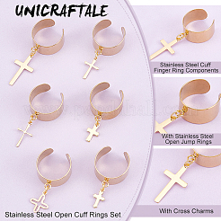 6 шт. набор из 6 колец-манжет из нержавеющей стали 304 RJEW-AB00007