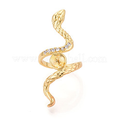 Impostazioni per anello a perno con coppa in zirconia cubica micro pavé in ottone a forma di serpente&nbsp;LS-KK-N274-40G